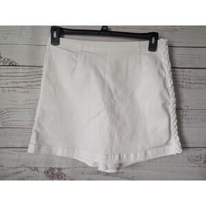 Curve Appeal White Coquette Skort Size 8 Braided Side Trim Stretch Skirt Shorts